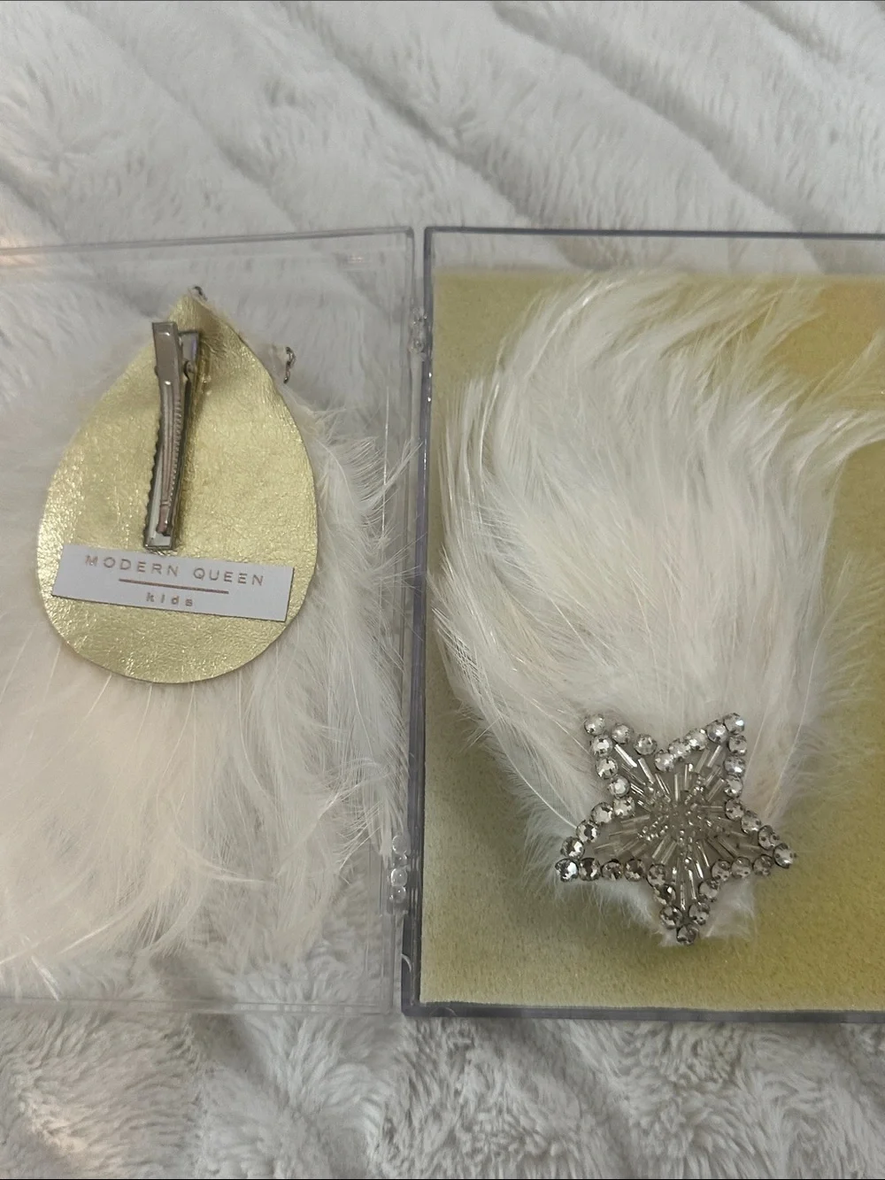 Modern Queen Kids White Feather Star Angel Wing Clip 🪽